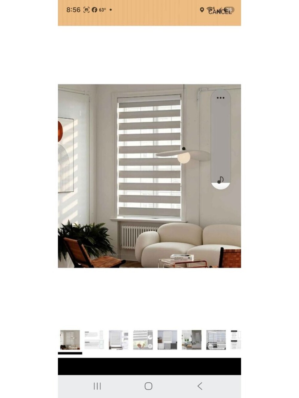 Corded Zebra Blinds Blackout Dual Layer Privacy Shades 36"W x 64"H Gray